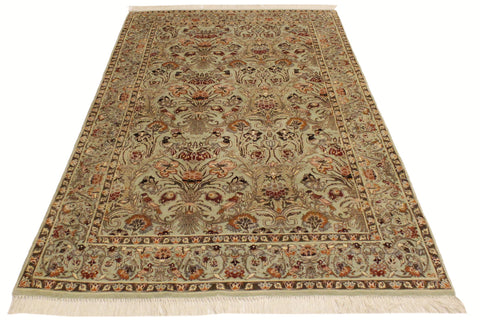 handmade Transitional Sayra Lt. Green Rust Hand Knotted RECTANGLE 100% WOOL area rug 4x6