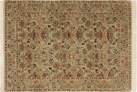 handmade Transitional Sayra Lt. Green Rust Hand Knotted RECTANGLE 100% WOOL area rug 4x6