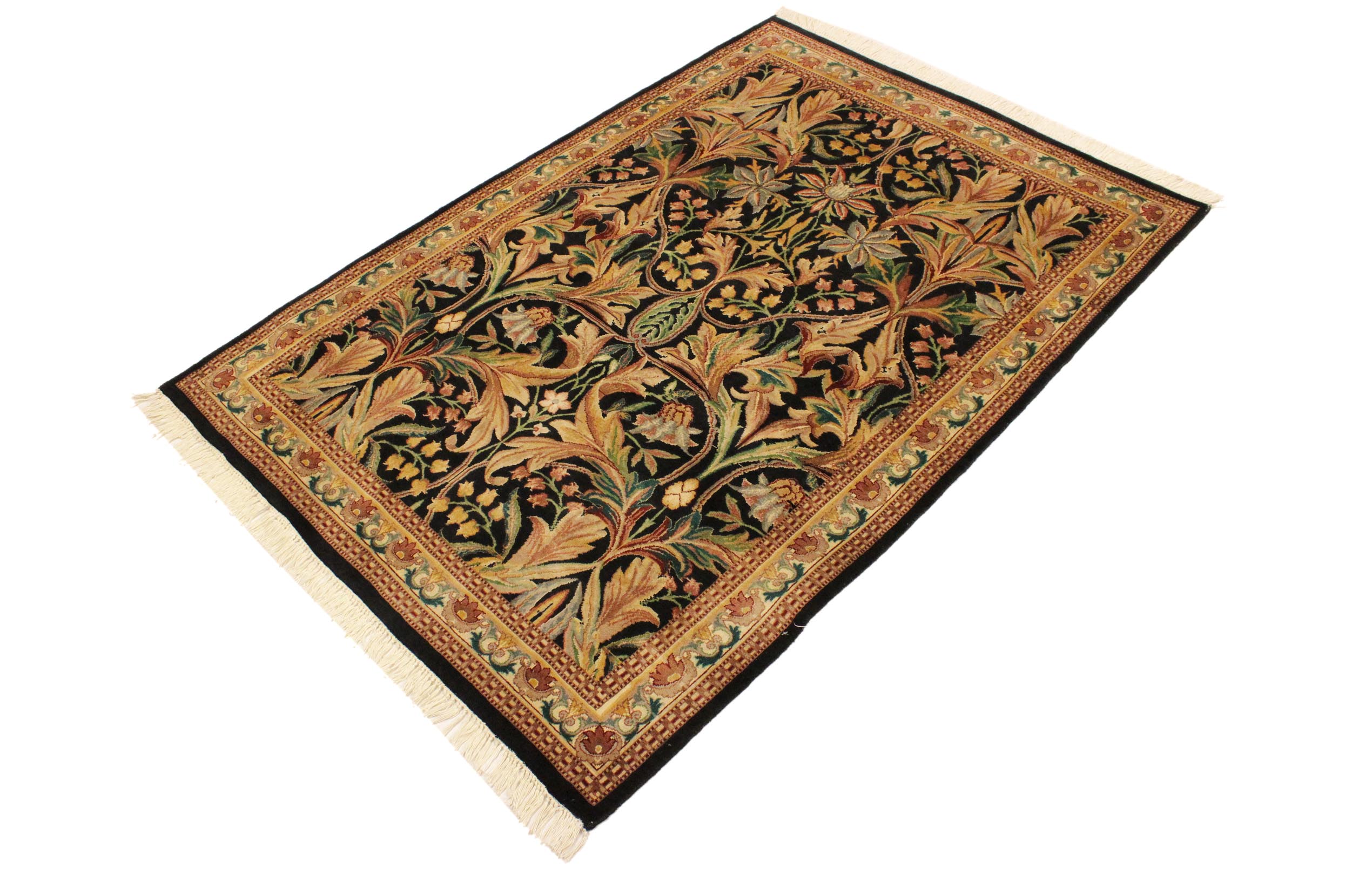 handmade Transitional Internation Black Beige Hand Knotted RECTANGLE 100% WOOL area rug 4x5