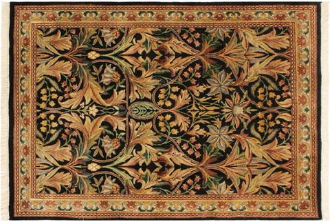 handmade Transitional Internation Black Beige Hand Knotted RECTANGLE 100% WOOL area rug 4x5
