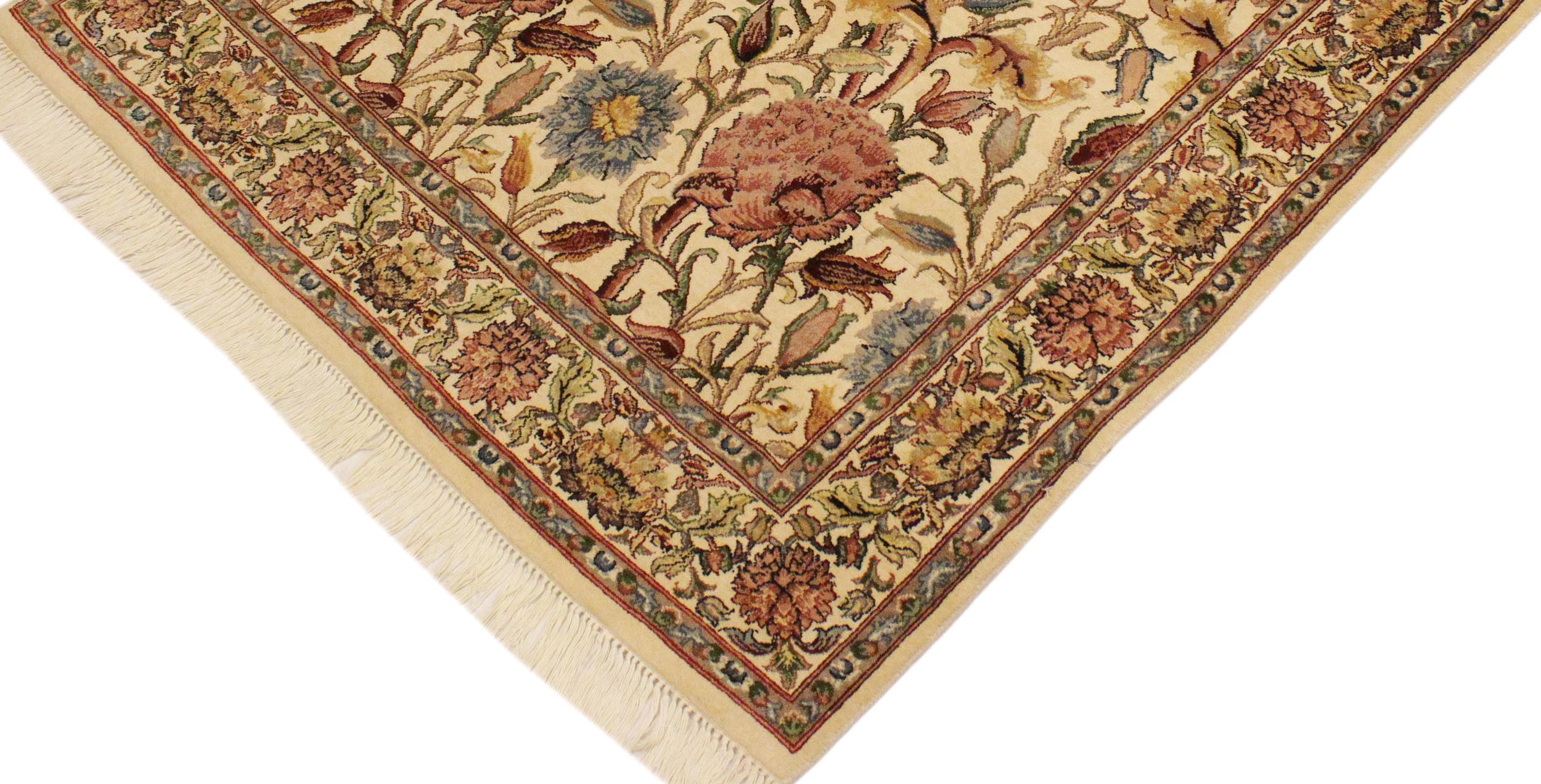 handmade Transitional Nayagra Beige Pink Hand Knotted RECTANGLE 100% WOOL area rug 4x6