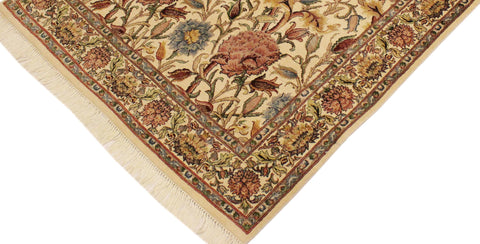 handmade Transitional Nayagra Beige Pink Hand Knotted RECTANGLE 100% WOOL area rug 4x6