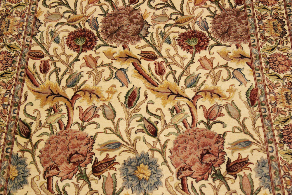 handmade Transitional Nayagra Beige Pink Hand Knotted RECTANGLE 100% WOOL area rug 4x6