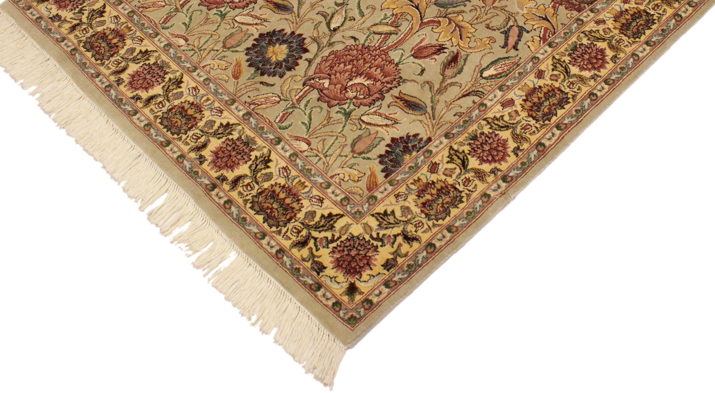 handmade Transitional Kamal Taupe Gold Hand Knotted RECTANGLE 100% WOOL area rug 4x6