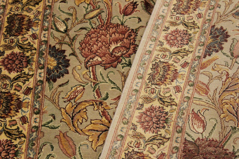 handmade Transitional Kamal Taupe Gold Hand Knotted RECTANGLE 100% WOOL area rug 4x6