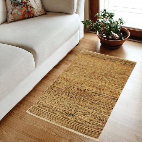 handmade Modern Gabbeh Beige Rust Hand Knotted RECTANGLE 100% WOOL area rug 4' x 6'