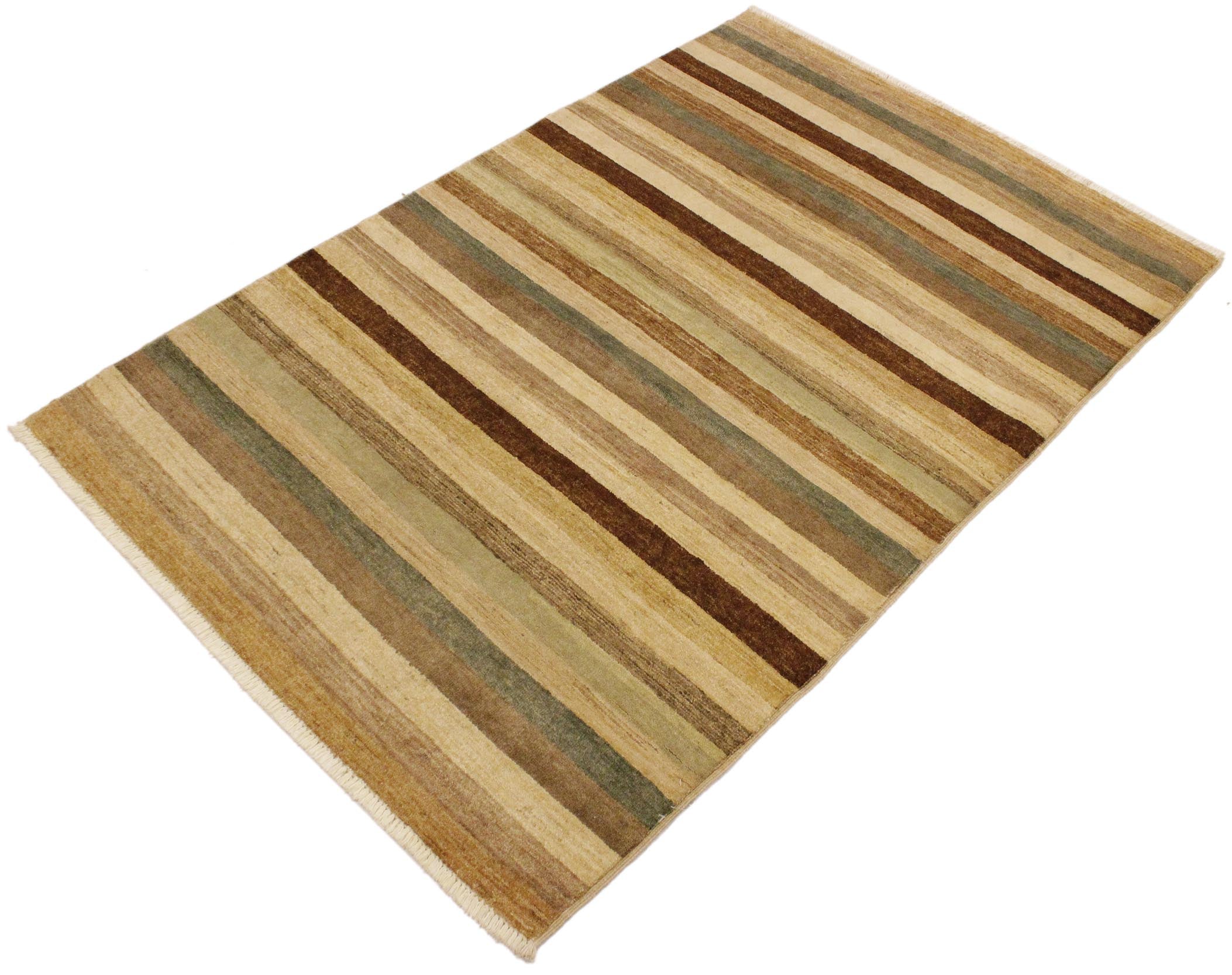 handmade Modern Gabbeh Beige Green Hand Knotted RECTANGLE 100% WOOL area rug 4' x 6'