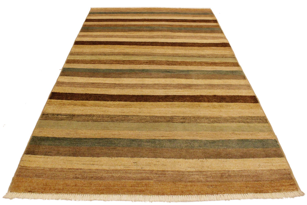 handmade Modern Gabbeh Beige Green Hand Knotted RECTANGLE 100% WOOL area rug 4' x 6'