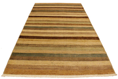 handmade Modern Gabbeh Beige Green Hand Knotted RECTANGLE 100% WOOL area rug 4' x 6'