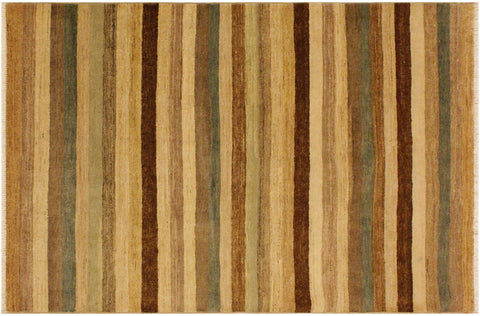 handmade Modern Gabbeh Beige Green Hand Knotted RECTANGLE 100% WOOL area rug 4' x 6'