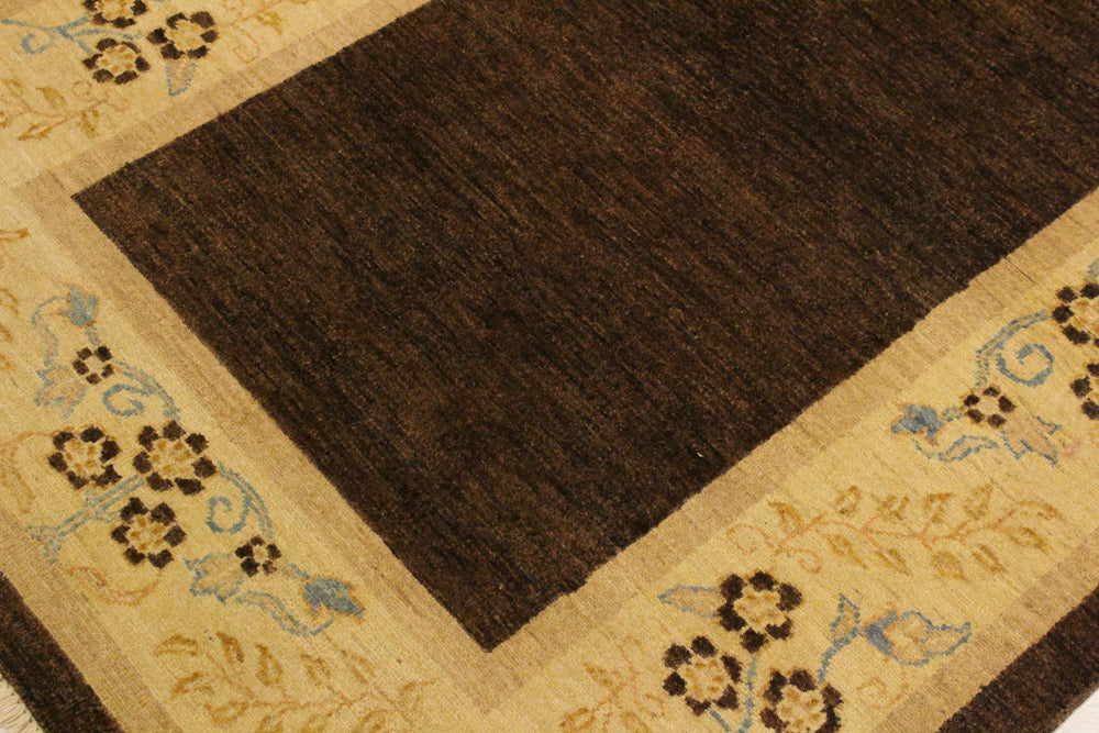 handmade Modern Gabbeh Brown Beige Hand Knotted RECTANGLE 100% WOOL area rug 4' x 6'