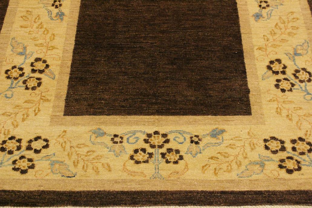 handmade Modern Gabbeh Brown Beige Hand Knotted RECTANGLE 100% WOOL area rug 4 x 6