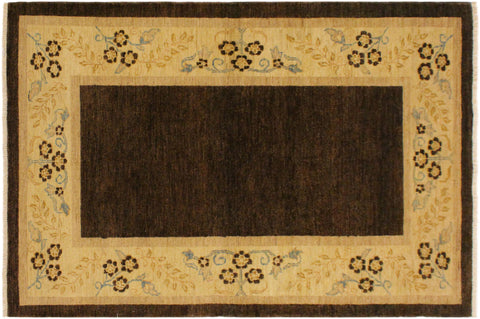 handmade Modern Gabbeh Brown Beige Hand Knotted RECTANGLE 100% WOOL area rug 4' x 6'