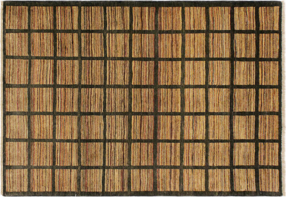 handmade Modern Gabbeh Charcoal Rust Hand Knotted RECTANGLE 100% WOOL area rug 4' x 6'