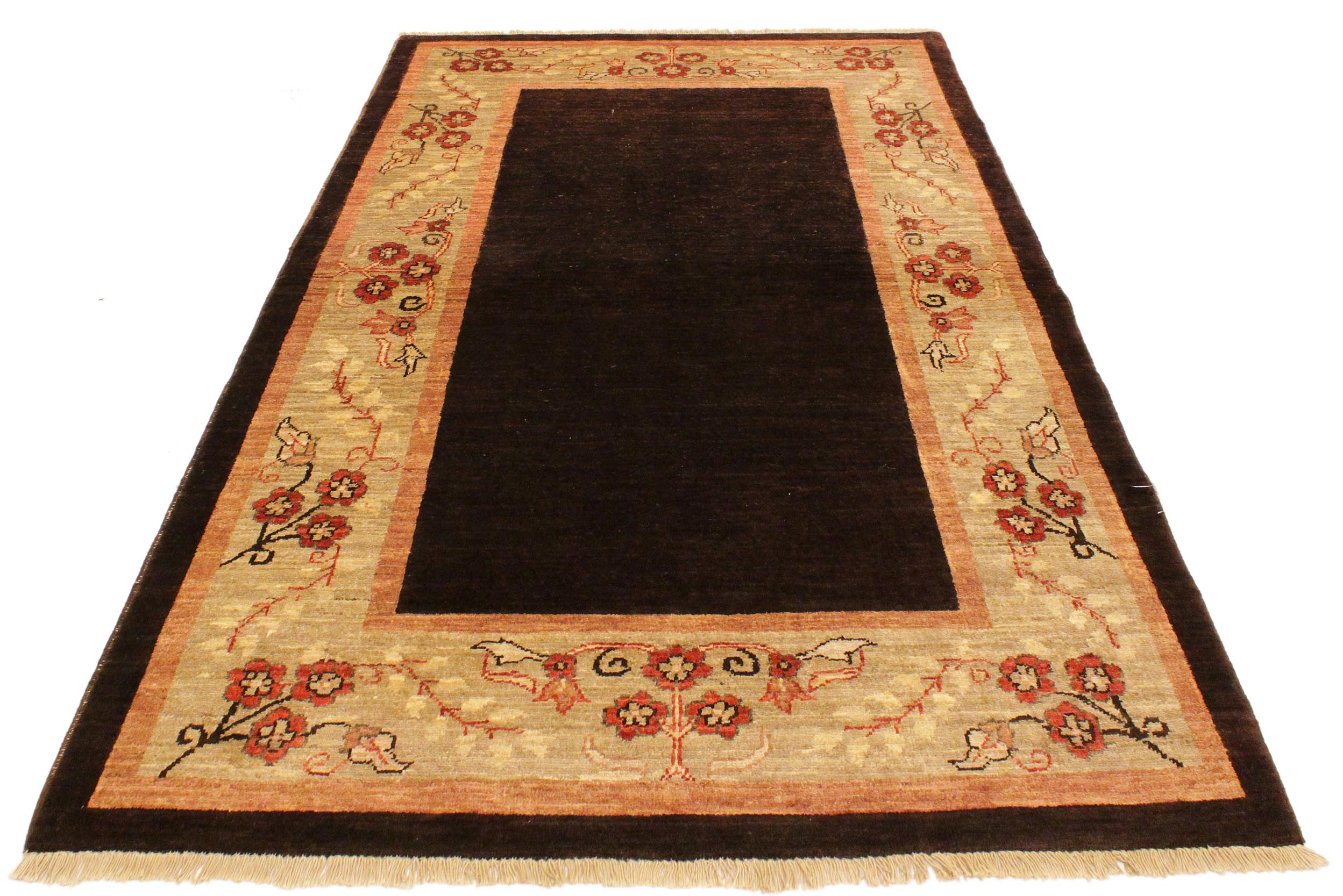 handmade Modern Gabbeh Brown Tan Hand Knotted RECTANGLE 100% WOOL area rug 4' x 6'