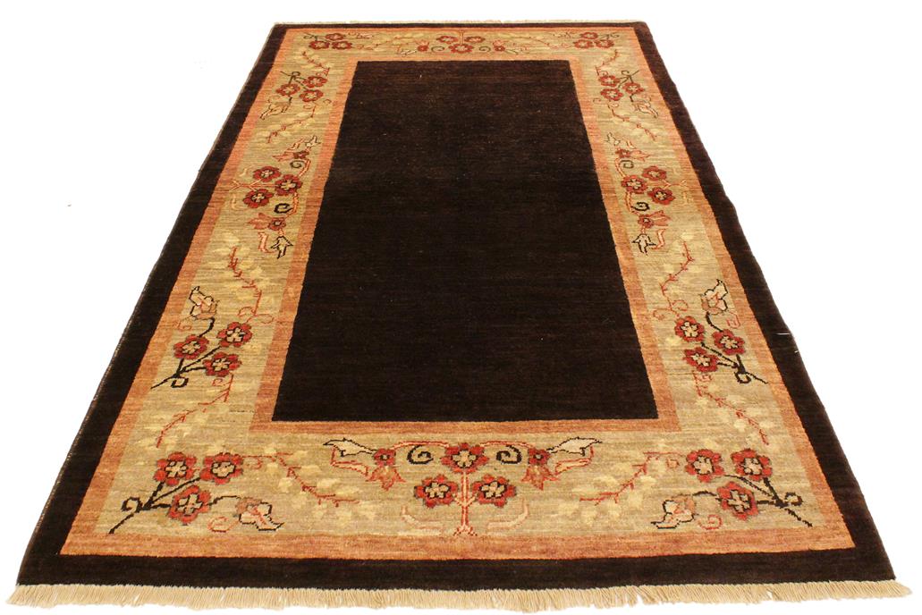 handmade Modern Gabbeh Brown Tan Hand Knotted RECTANGLE 100% WOOL area rug 4 x 6