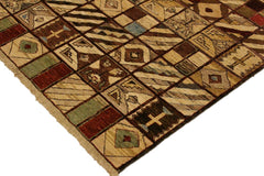 handmade Modern Gabbeh Brown Green Hand Knotted RECTANGLE 100% WOOL area rug 4  x 6 