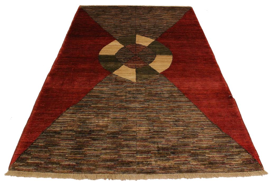 handmade Modern Gabbeh Red Brown Hand Knotted RECTANGLE 100% WOOL area rug 4  x 6 
