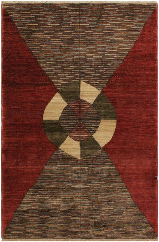 Shabby Chic Gabbeh Caryn Red/Brown Wool Rug - 3'11'' x 5'11''