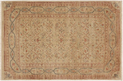 handmade Transitional Kafkaz Lt. Tan Brown Hand Knotted RECTANGLE 100% WOOL area rug 4' x 6'