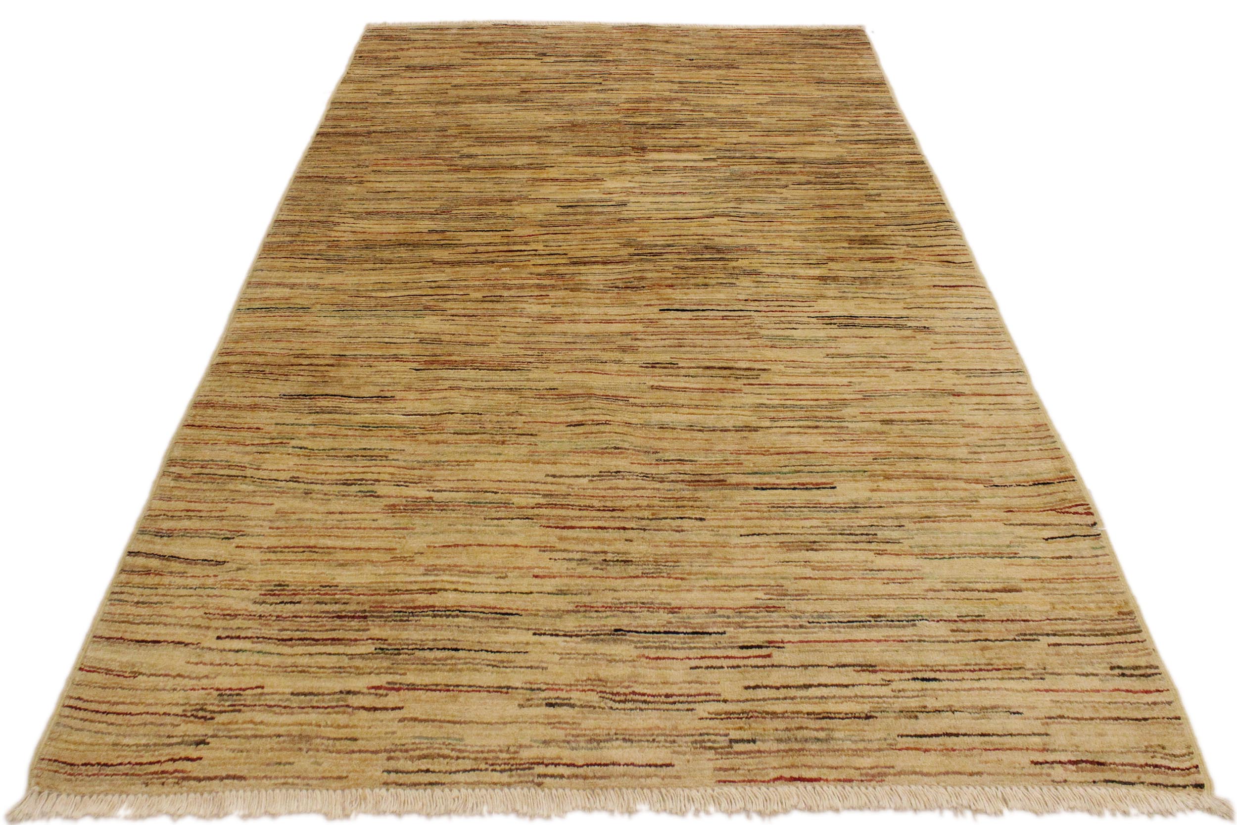 handmade Modern Gabbeh Beige Rust Hand Knotted RECTANGLE 100% WOOL area rug 4' x 6'