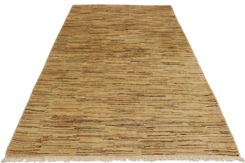 handmade Modern Gabbeh Beige Rust Hand Knotted RECTANGLE 100% WOOL area rug 4' x 6'