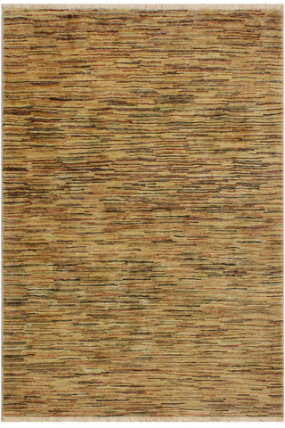 Bohemian Gabbeh Belle Tan/Black Wool Rug - 4'0'' x 5'9''