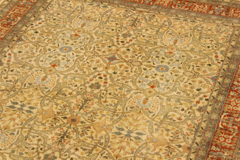 handmade Transitional Tabriz Beige Rust Hand Knotted RECTANGLE 100% WOOL area rug 4x6