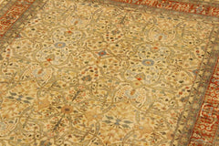 Antique Tabriz Dong Beige/Rust Wool Rug - 4'0'' x 5'11''