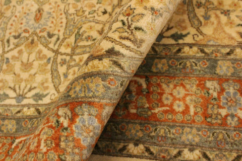 handmade Transitional Tabriz Beige Rust Hand Knotted RECTANGLE 100% WOOL area rug 4x6