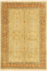 Traditional Tabriz Dong Beige Rust Hand Knotted Area rugs 4 x 6