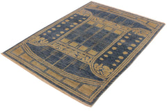 handmade Modern Kafkaz Lt. Blue Lt. Green Hand Knotted RECTANGLE 100% WOOL area rug 4 x 6