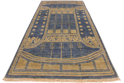 handmade Traditional Kafkaz Lt. Blue Lt. Green Hand Knotted RECTANGLE 100% WOOL area rug 4x6