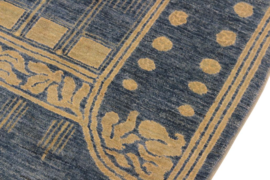 handmade Modern Kafkaz Lt. Blue Lt. Green Hand Knotted RECTANGLE 100% WOOL area rug 4 x 6