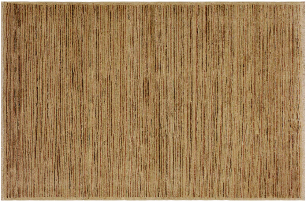 handmade Modern Gabbeh Beige Rust Hand Knotted RECTANGLE 100% WOOL area rug 4' x 6'