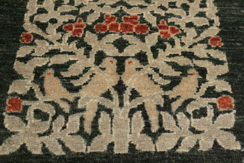 handmade Modern Drake Green Lt. Green Hand Knotted RECTANGLE 100% WOOL area rug 4' x 6'