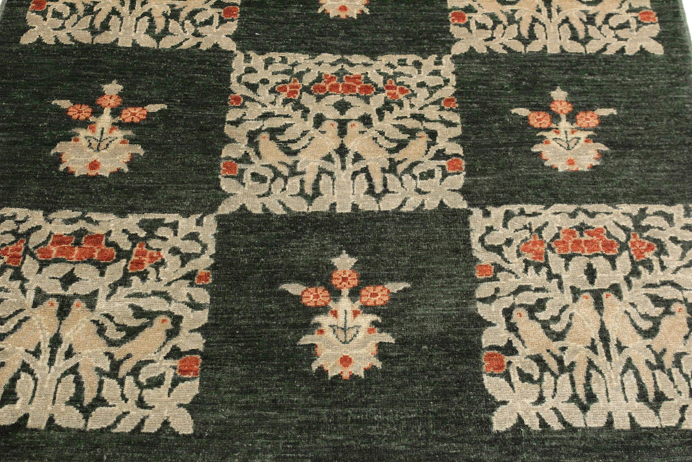 handmade Modern Drake Green Lt. Green Hand Knotted RECTANGLE 100% WOOL area rug 4' x 6'
