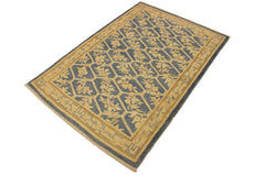 handmade Transitional Kafkaz Lt. Blue Tan Hand Knotted RECTANGLE 100% WOOL area rug 4 x 6