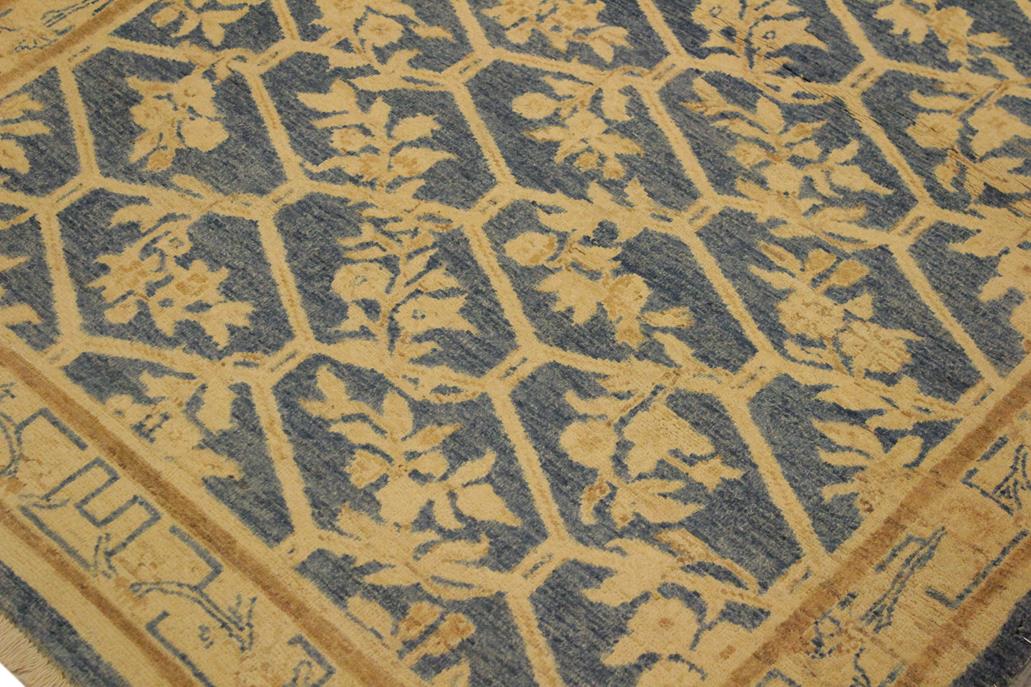 handmade Transitional Kafkaz Lt. Blue Tan Hand Knotted RECTANGLE 100% WOOL area rug 4 x 6