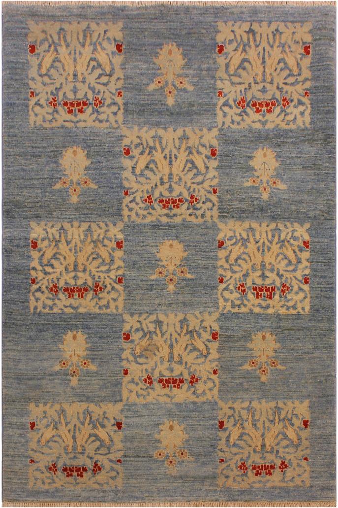 handmade Transitional Kafkaz Lt. Blue Lt. Blue Hand Knotted RECTANGLE 100% WOOL area rug 4 x 6