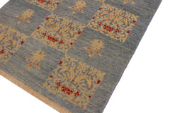 handmade Transitional Kafkaz Lt. Blue Lt. Blue Hand Knotted RECTANGLE 100% WOOL area rug 4 x 6