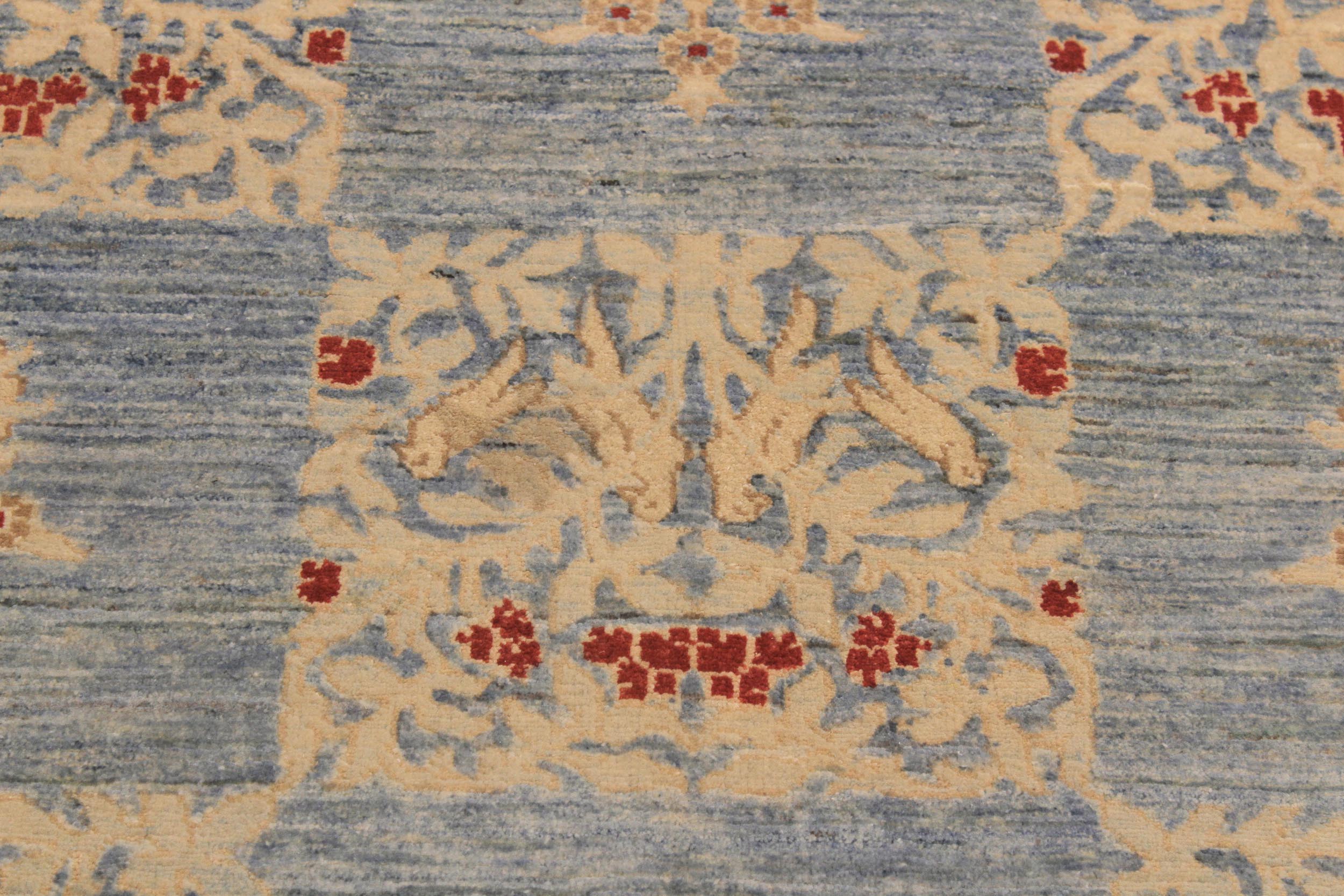 handmade Modern Kafkaz Lt. Blue Lt. Blue Hand Knotted RECTANGLE 100% WOOL area rug 4' x 6'