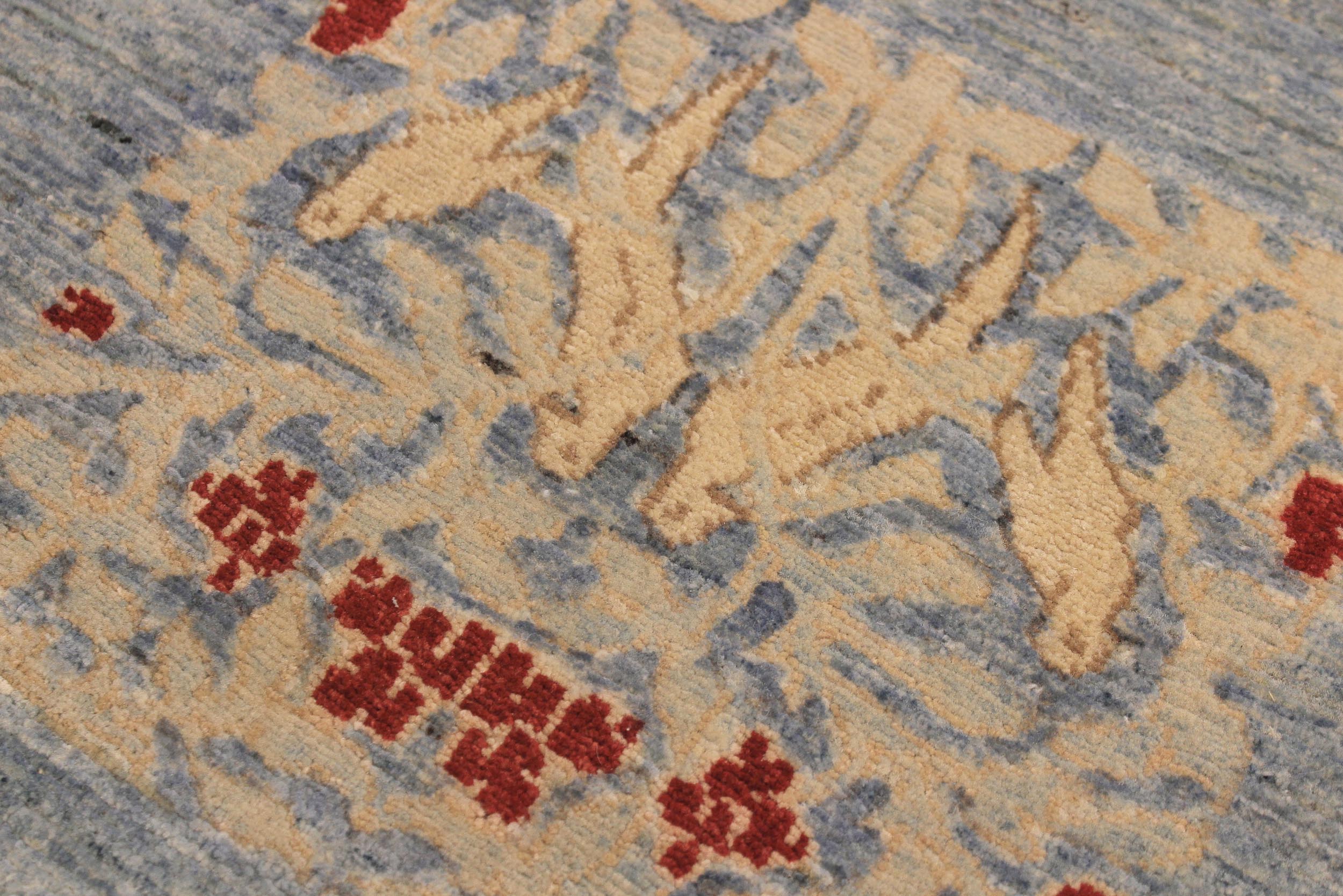 handmade Modern Kafkaz Lt. Blue Lt. Blue Hand Knotted RECTANGLE 100% WOOL area rug 4' x 6'
