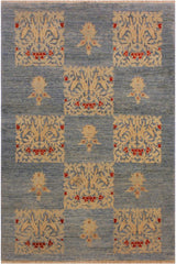 handmade Transitional Kafkaz Lt. Blue Lt. Blue Hand Knotted RECTANGLE 100% WOOL area rug 4 x 6
