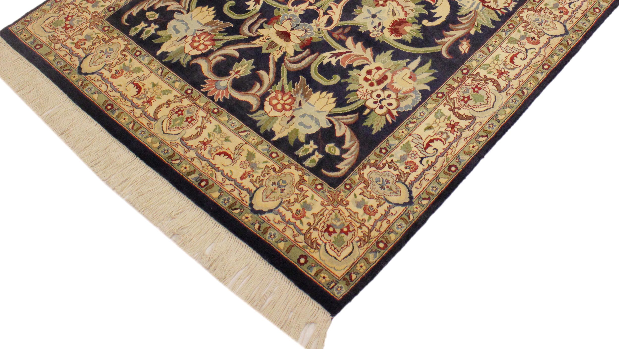 handmade Traditional Anarlaki Blue Beige Hand Knotted RECTANGLE 100% WOOL area rug 4x6