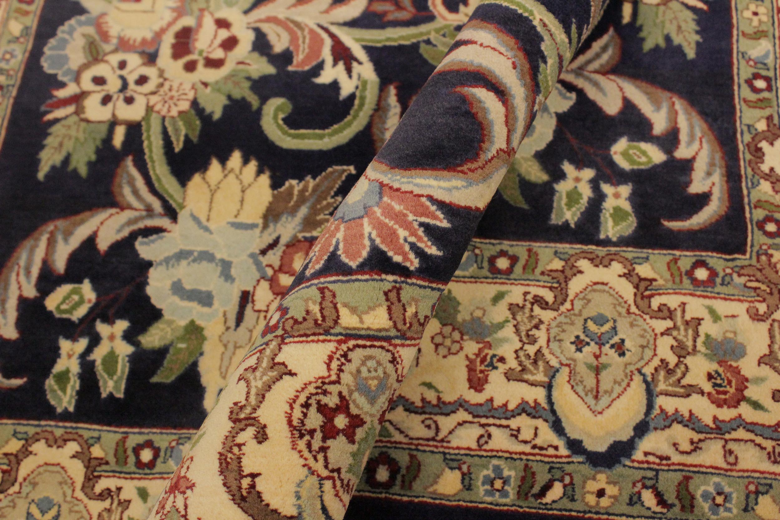 handmade Traditional Anarlaki Blue Beige Hand Knotted RECTANGLE 100% WOOL area rug 4x6