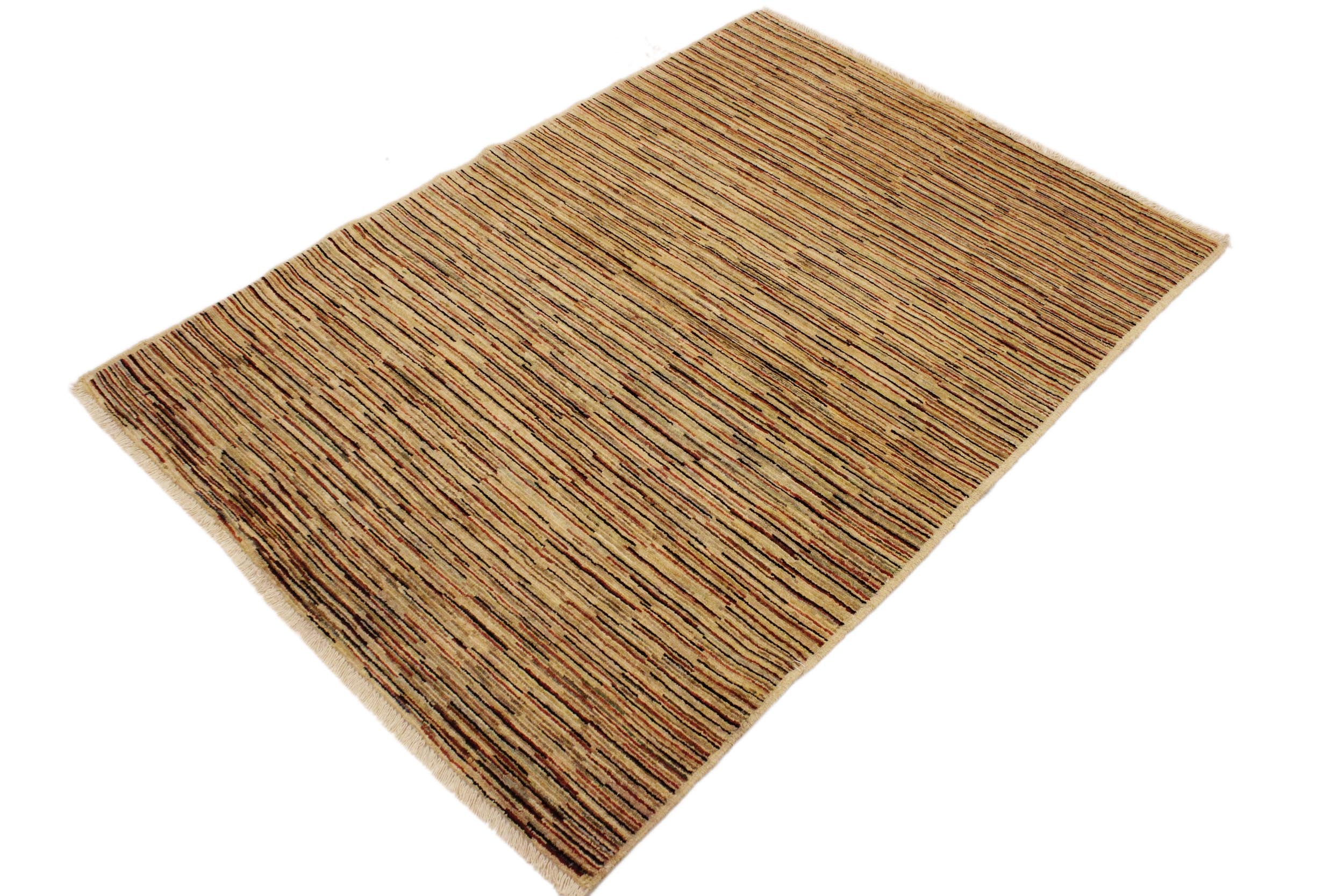 handmade Modern Gabbeh Beige Rust Hand Knotted RECTANGLE 100% WOOL area rug 4' x 6'