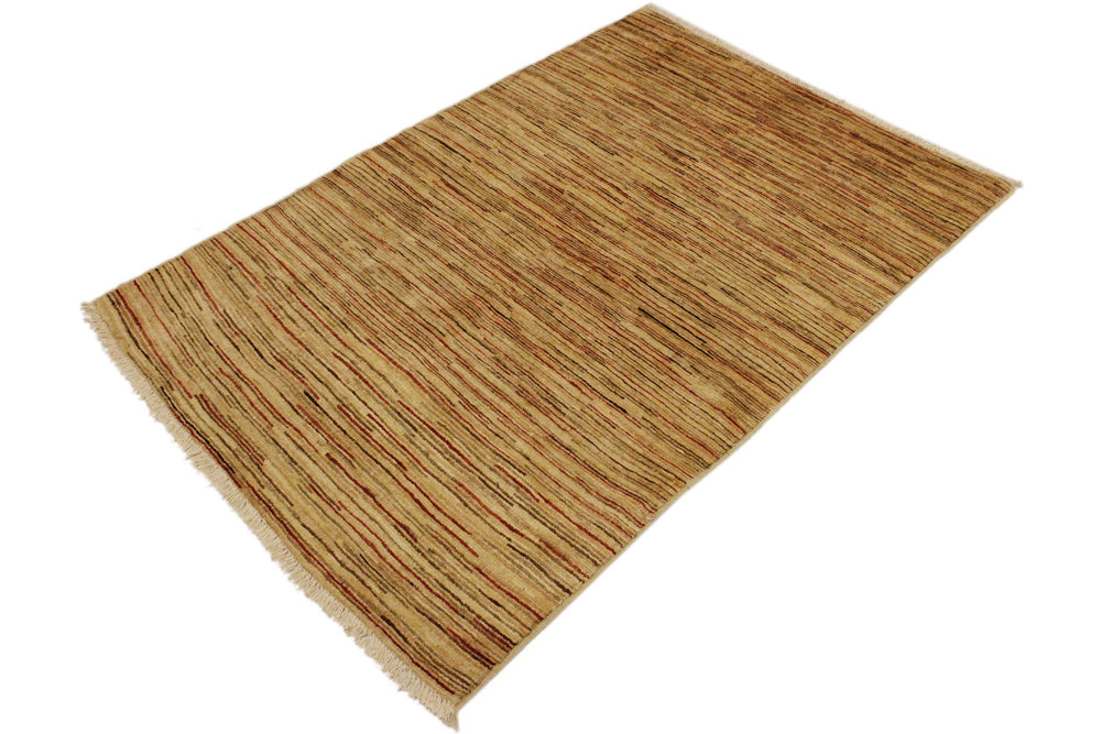 handmade Modern Gabbeh Beige Brown Hand Knotted RECTANGLE 100% WOOL area rug 4' x 5'