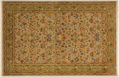 handmade Traditional Design Lt. Gray Lt. Green Hand Knotted RECTANGLE 100% WOOL area rug 4' x 6'