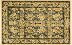 handmade Transitional Design Ivory Teal Hand Knotted RECTANGLE 100% WOOL area rug 4' x 6'